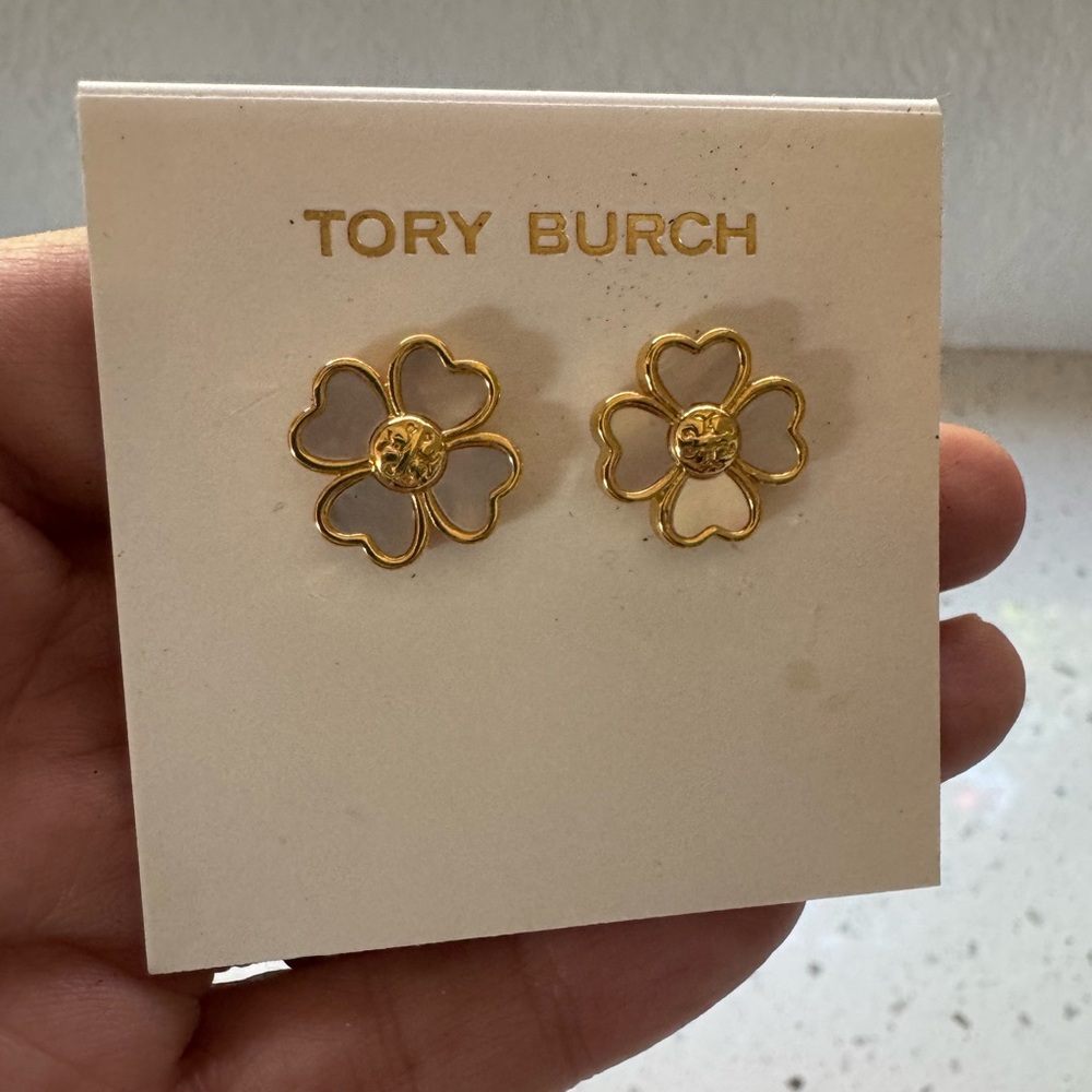 Tory Burch Gold Floral Stud Earrings